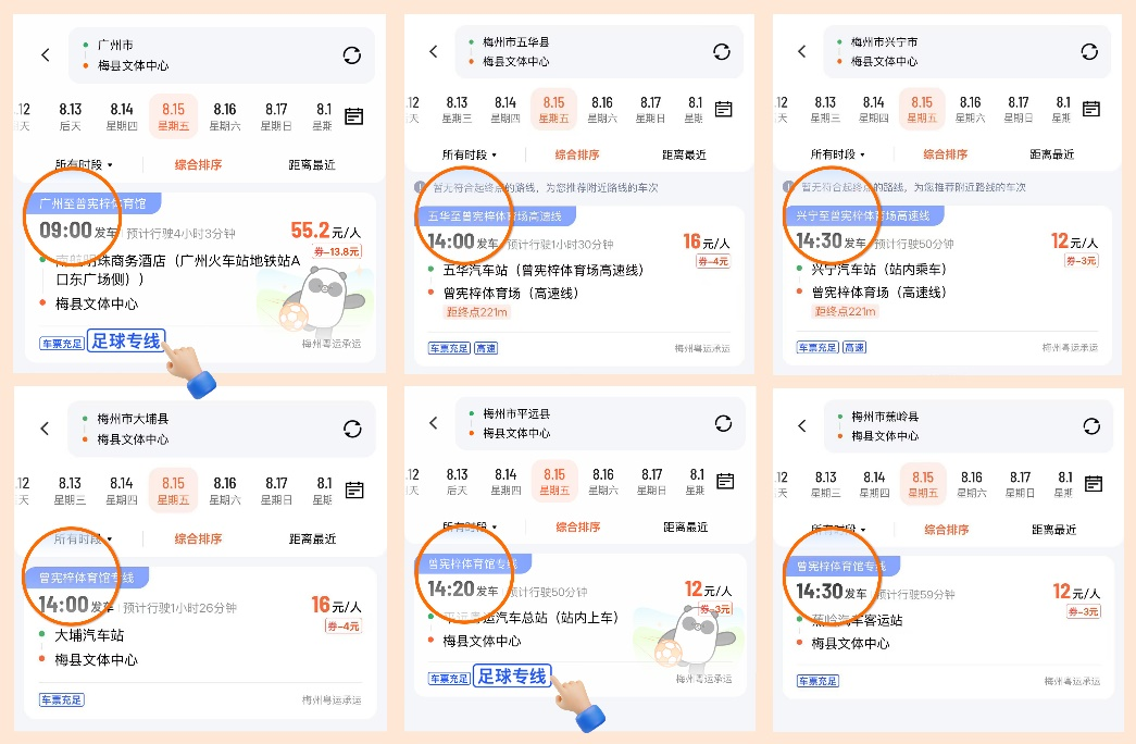 家门口尽兴, 此次广东省, 返程班次